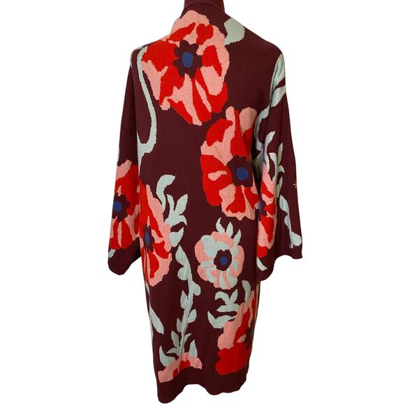 ANTHROPOLOGIE Embroidered floral Long OS Open Long Sweater Red
Cotton Blend - Picture 5 of 10